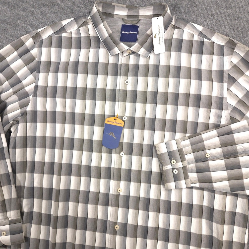 Tommy‎ Bahama Shirt Mens 3XL Gray Ombre Desert Long Sleeve Button Up Preppy NEW